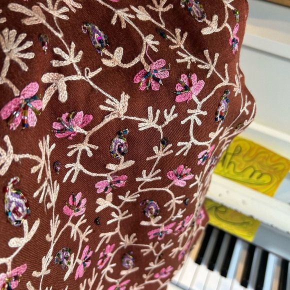 Chic Boho Floral Shawl in Rich Hues Beaded Embroidered - Picture 8 of 16